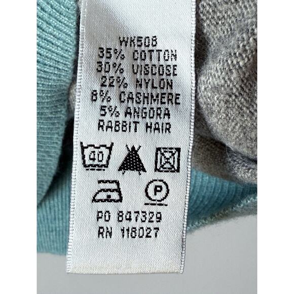 Boden Pink Colorblock Buttons Sweater Cozy Size 12 Gray Cashmere Angora Blend - Picture 4 of 7